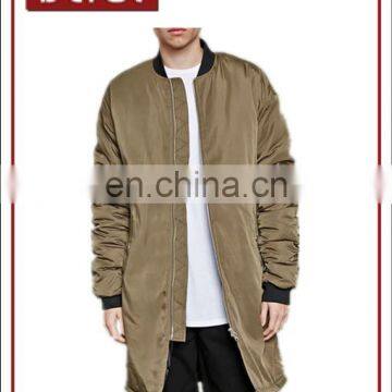 Polyester Mens Longline Padded Bomber Jacket