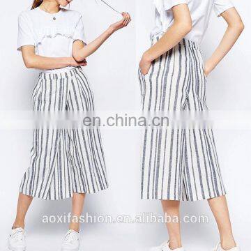 OEM service China manufacturer stripe soft fabric loose cheap cotton pants women's pants