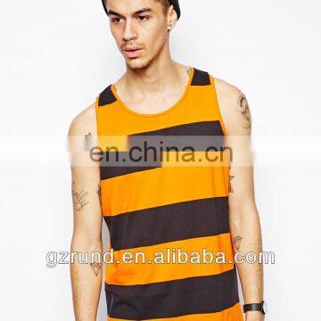 2014 Striped Vest fashionable deep O-neck boy dry fit chinese supplier custom shirt design for man model-sc178