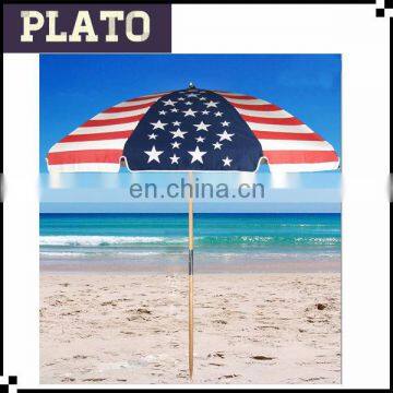 Flag shaped wooden parasol umbrella,beach umbrella tilt stripe