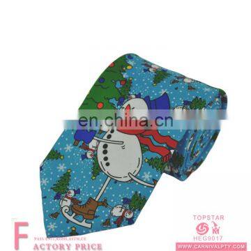 Novelty christmas tie ice skating snowman cute 100%silk tie for men