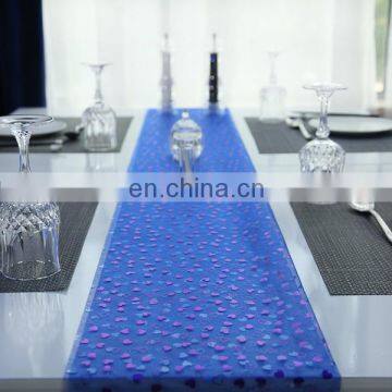 Popular Pattern Bronzing Purple Heart Blue Glass Organza Fabric Table Clothes photo-5