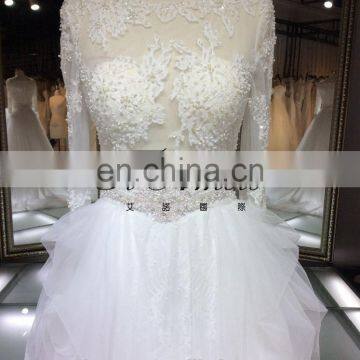 1A041 Top Quality Beautiful Long Sleeve With Lace Heavy Beaded White Bridal Dress photo-3