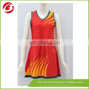 100% polyester all over sublimation high quality netball jerseys