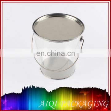 TOP sale round transparent Christmas popcorn PVC tin bucket