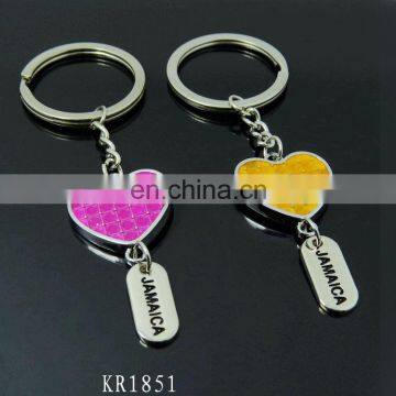 Customized Jamaica tourist souvenir gift heart shape keychain metal keyring