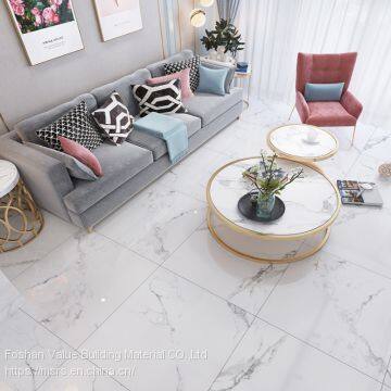 Hot Selling 60x60cm Carrara Whites Glossy GLazed Marble Look Porcelain Floor Tiles