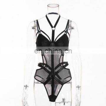 Technological Mesh Hollow Out Bodysuit Women 2019 Bandage Bodysuit Manga Longa Rompers Womens Jumpsuit photo-6