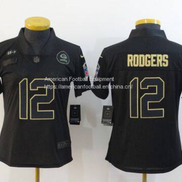Green Bay Packers #12 Rodgers Women Black Jersey
