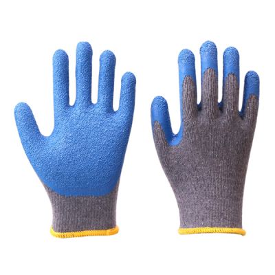 Cheap Price 10G 2 yarn Polycotton Liner Latex Coated Crinkle Dipped Construction Gloves