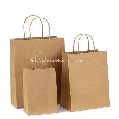 Custom small brown paper bags with handles bulk