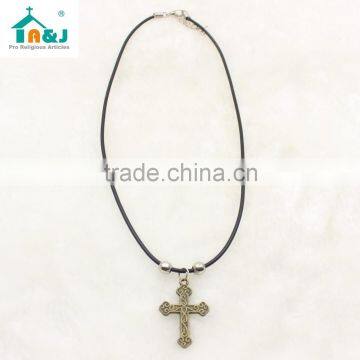 Antique Brass Cross Cord Pendant photo-2