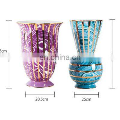 Traditional Luxury Colorful Home Art Porcelain Table Ceramic Decor Flower Vase photo-3
