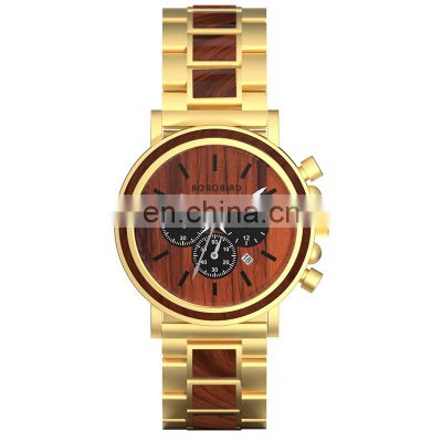 BOBO BIRD Hot selling Mens Watches Custom Logo High Quality Wooden Watches Luxury Stainless Steel Quartz Watch 1 Piece