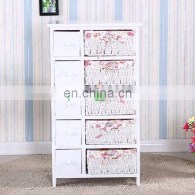 Bedroom Storage Dresser Chest 5 Drawers W/ Wicker Baskets Cabinet Wood Furniture photo-4