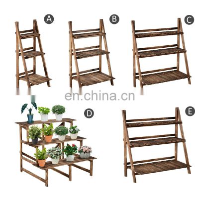 3 Tier Flower Plant Pot Shelf Stand Display Ladder Garden Rack Step Style Wooden