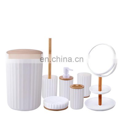 Home decoration beach theme white plastic Jewelry tree complete bamboo antique bathroom accessories sets