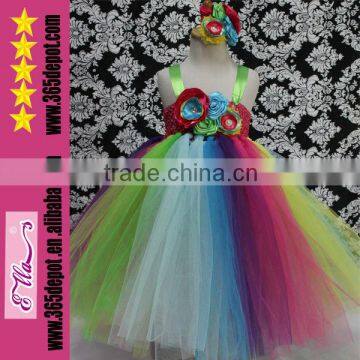 Rainbow Dress Baby Girls' Long Tutu Dress Birthday Party Dress For 1-13year Old