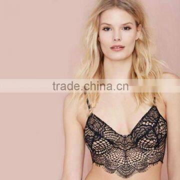 C67745A Europe fashion sexy deep black v-neck lace bralette for young lady