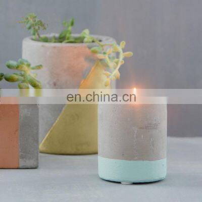 ENO Luxury home fragrance custom Amazon Hot Seller Matte Custom Printed Cylinder Grey cement jar soybean wax Scented candle