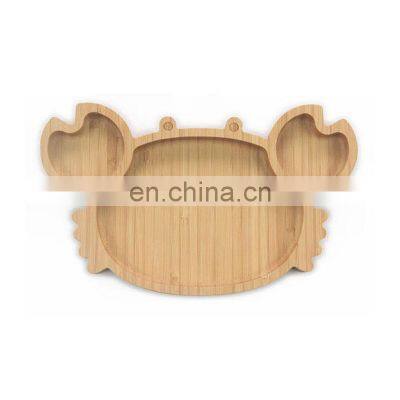wholesale High Quality Ecofriendly Kitchen Reusable Crab Animal Cute Baby Bamboo Kids child Plate Feeding Dinnerware Set