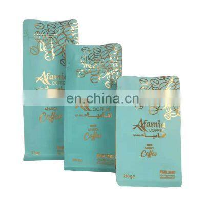 Factory price  quad seal coffee bags one side ziplocp 250g 500g 1kg