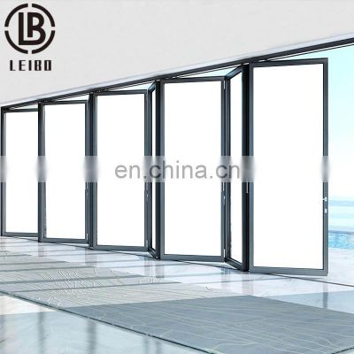 Aluminium Frame Wooden Color Frame Folding Glass Folding Doors