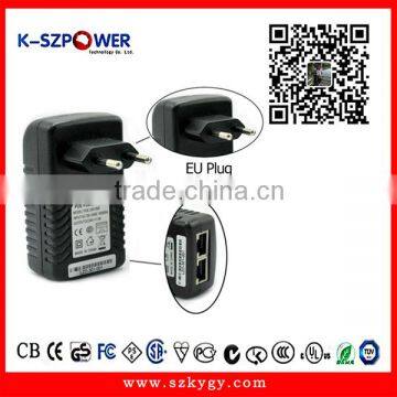 2016 P-series 12Wmax K-240500 10/100M 48V 2-Port Black DC 48v 500ma Power Splitter PoE Adapter