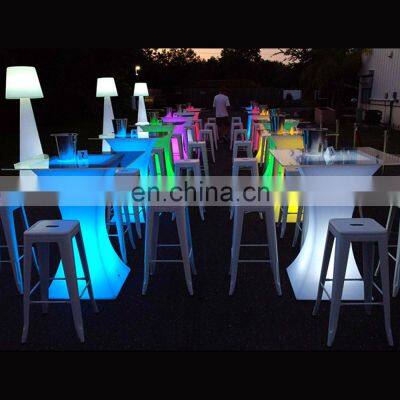 glowing outdoor garden patio event party nightclub hotel luminous plastic furniture table chair stool set with led RGB lighting