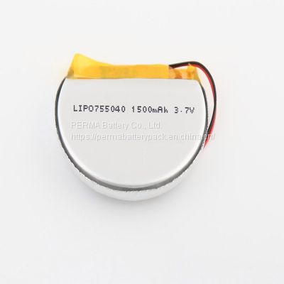 Round Shaped Rechargeable Li-Polymer 3.7V Battery Pack Equipped with PCM and Lead Wires for Smart Devices