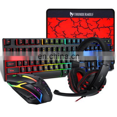 Keyboard mouse set headset key mouse four-piece game luminous game office home cross-border