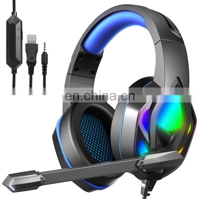 Light Plug-in Music Wired USB 3.5mm All-inclusive Over-ear Long range Heavy bass Internet cafe Talking gaming Headphones