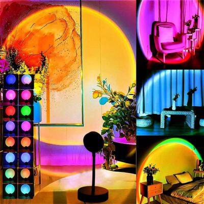 Hot Sale Sunset Lamp Projection 16 Colors Photographic Rainbow App Music Rhythm Led Night Light Projetior Sunset Lamp