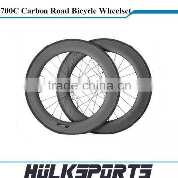 Disc Brake Road bicycle wheels wholesale 700c full carbon road bike Clincher wheelset 88mm carbon wheels with 25mm width