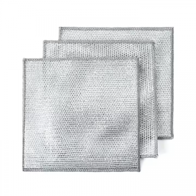 Silver Wire Dish Washing Rag Multipurpose Non-Scratch Cleaning Cloths for Kitchen Use