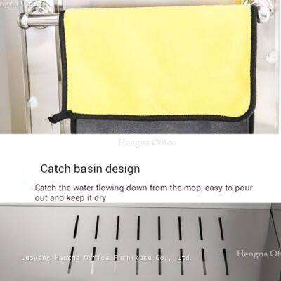 Cajón de almacenamiento seguro para limpieza con compartimentos de almacenamiento y perchas para herramientas – Ideal para entornos industriales y comerciales photo-3