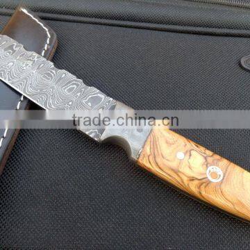 udk h24" custom handmade Damascus TANTO knife with wood handle