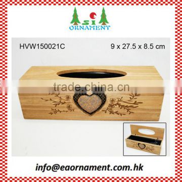 Rectangular shape wooden tissue box