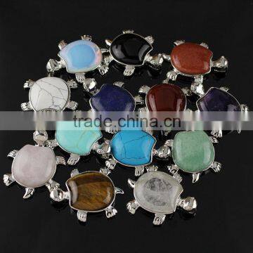 JF6878 lovely colourful gemstone pave tortoise turtle charm pendant