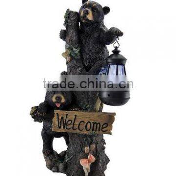 LWA122SLR Solar Couple of Bears with Lantern and Welcome Sign