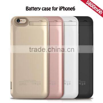 External plastic power case for IPhone6 5800mAh battery case