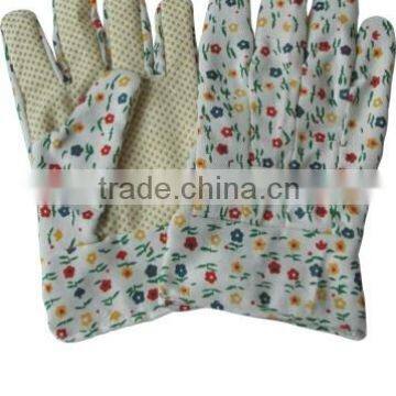 New style and cotton drill with PVC garden glove