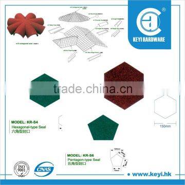 Hexagonal-Pentagon seal stone coated metal roof tile