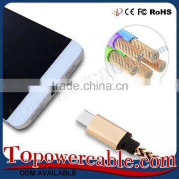 Braided Fabric Fast Charging USB 3.1 Type C Charging Braided Data Cable photo-3