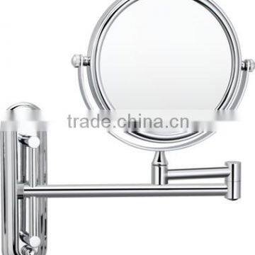 Wall mounted magnified cosmetic mirror in chrome