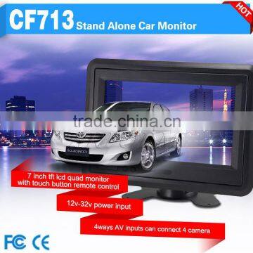 7 inch TFT lcd car mirror monitor with DVD VCD TV video input and rearview camera input