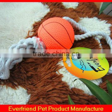 Pet Toys With Rope/rope Pet Toys/vinyl Football Dog Toy With Rope