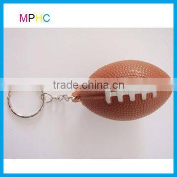 Promotional Logo Printed PU foam Anti Stress Ball Squeeze toy American Football Keychain