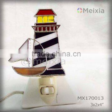 MX170013 china wholesale tiffany style stained glass night light shade for plug home lighting