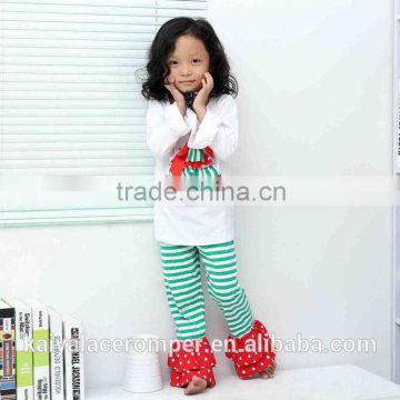 Wholesale Classical two pieces infant kids clothing ruffle striped pants newborn baby unisex gift set